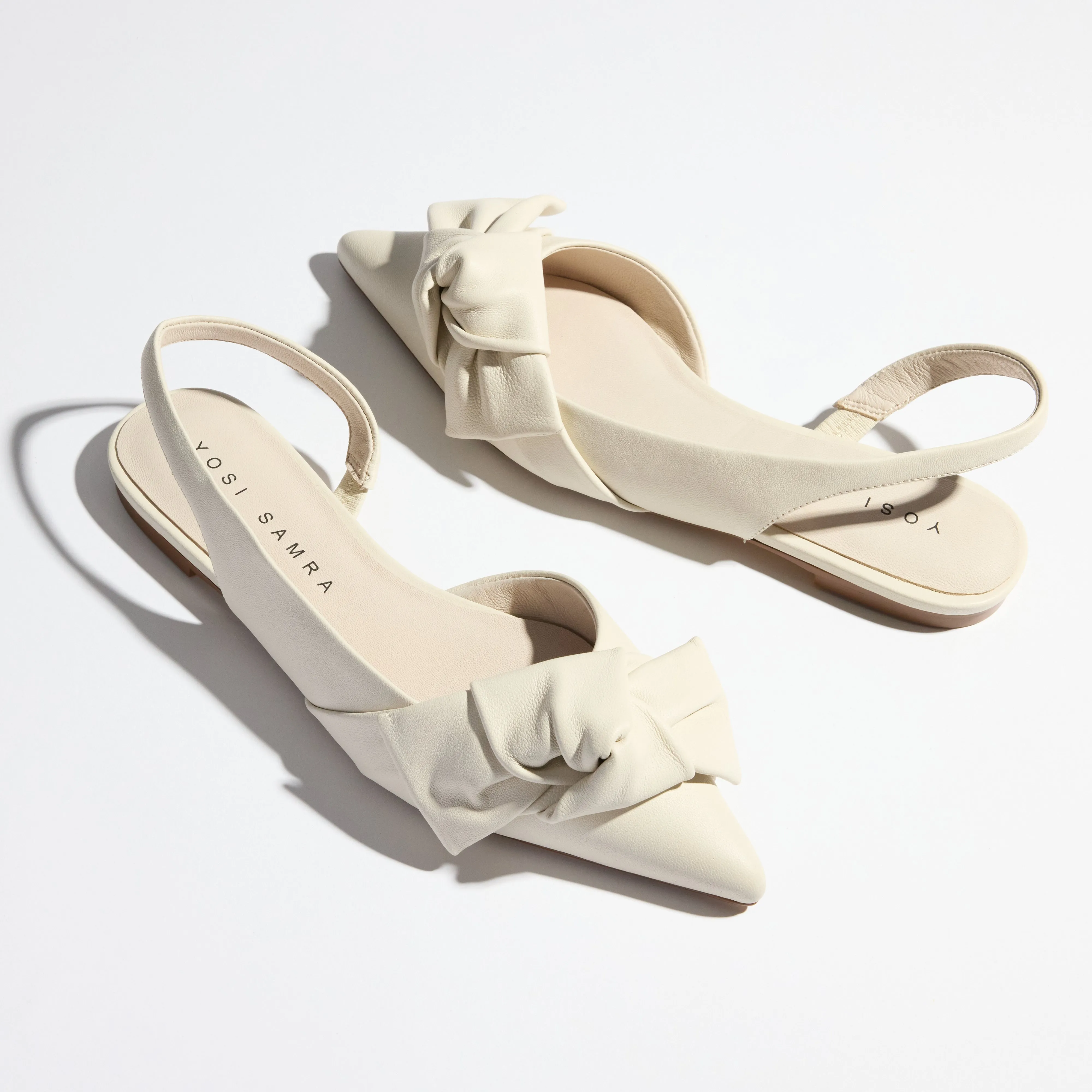 Violet Slingback Flat in Bone Leather sold by Yosi Samra