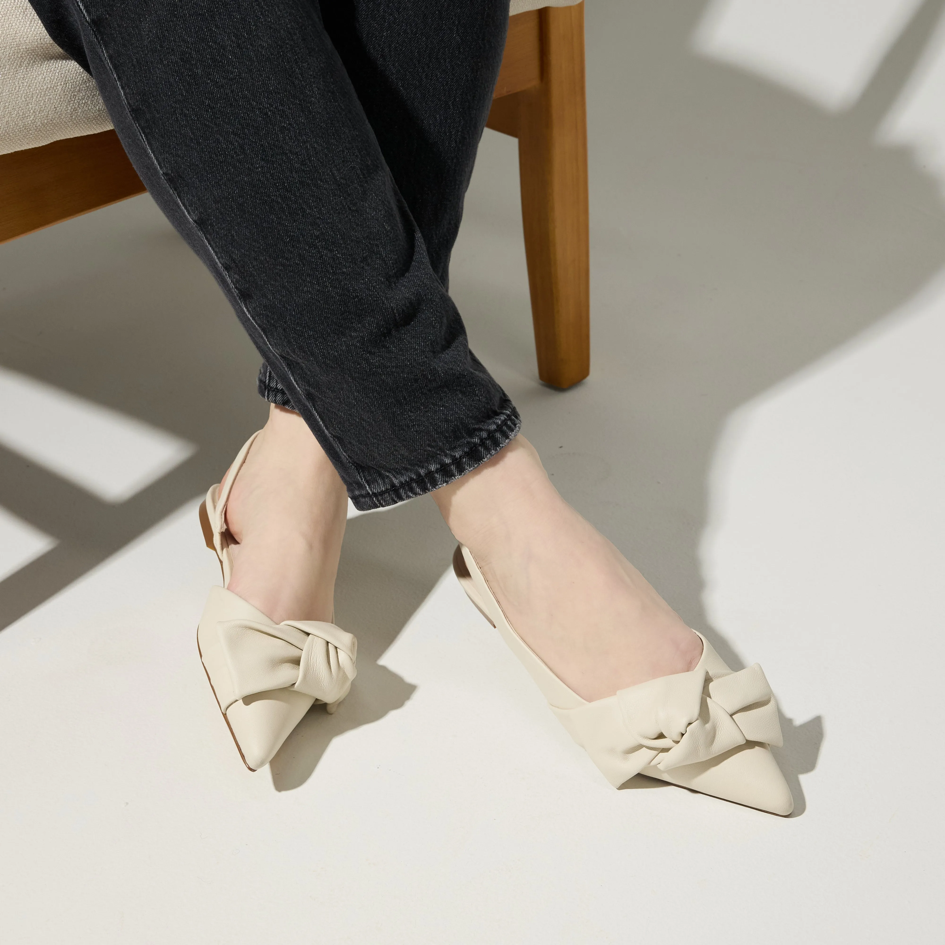 Violet Slingback Flat in Bone Leather sold by Yosi Samra product image thumbnail 5