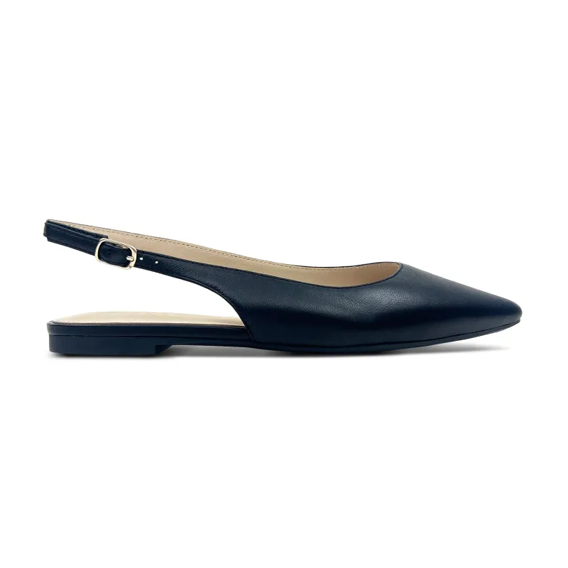 Vera Slingback Flat in Black Leather sold by Yosi Samra