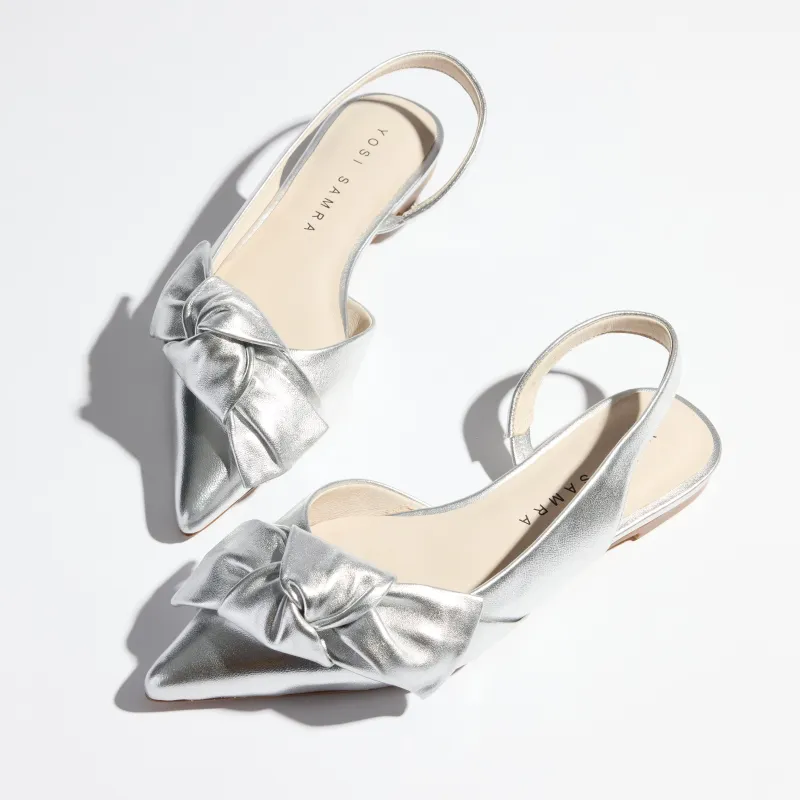 Violet Slingback Flat in Silver Leather sold by Yosi Samra