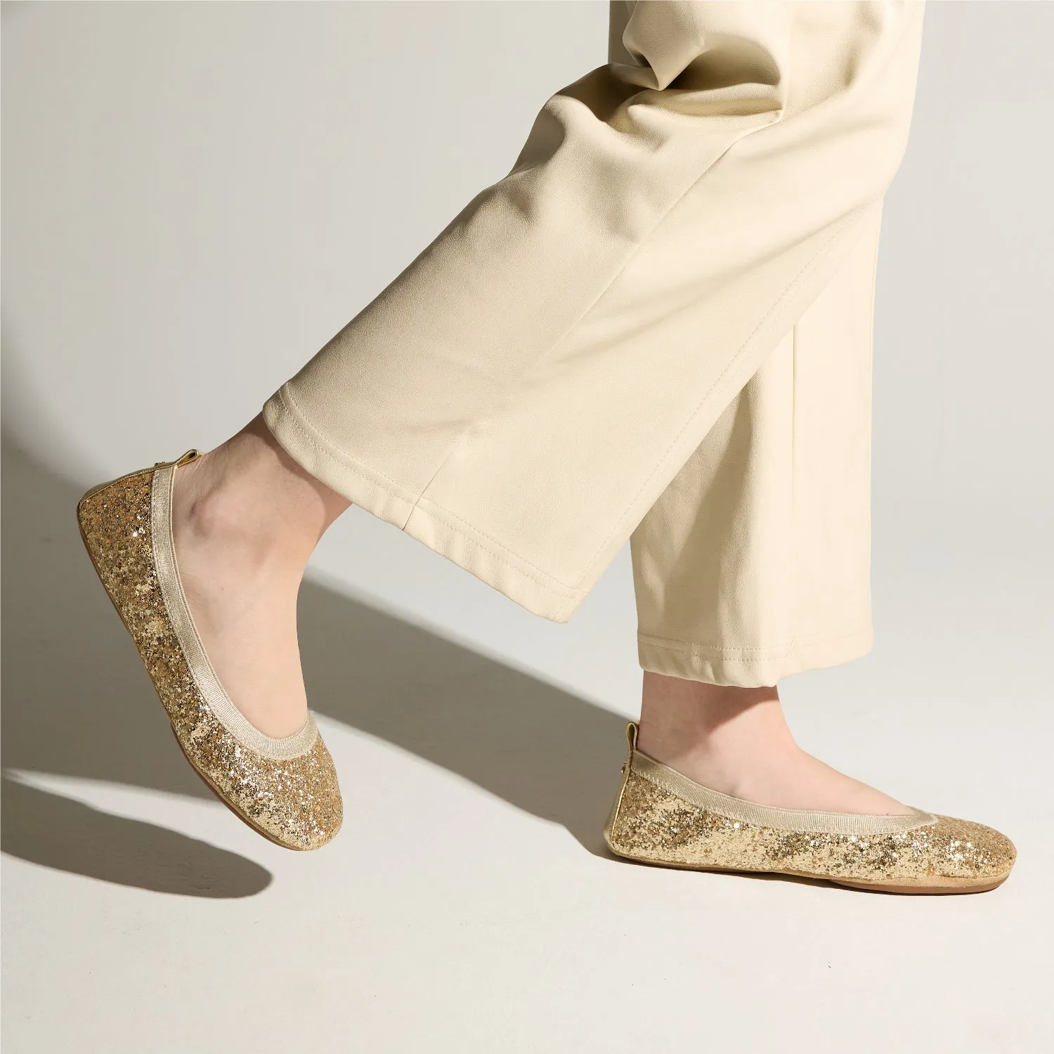 Samara Foldable Ballet Flat in Gold Glitter sold by Yosi Samra product image thumbnail 2