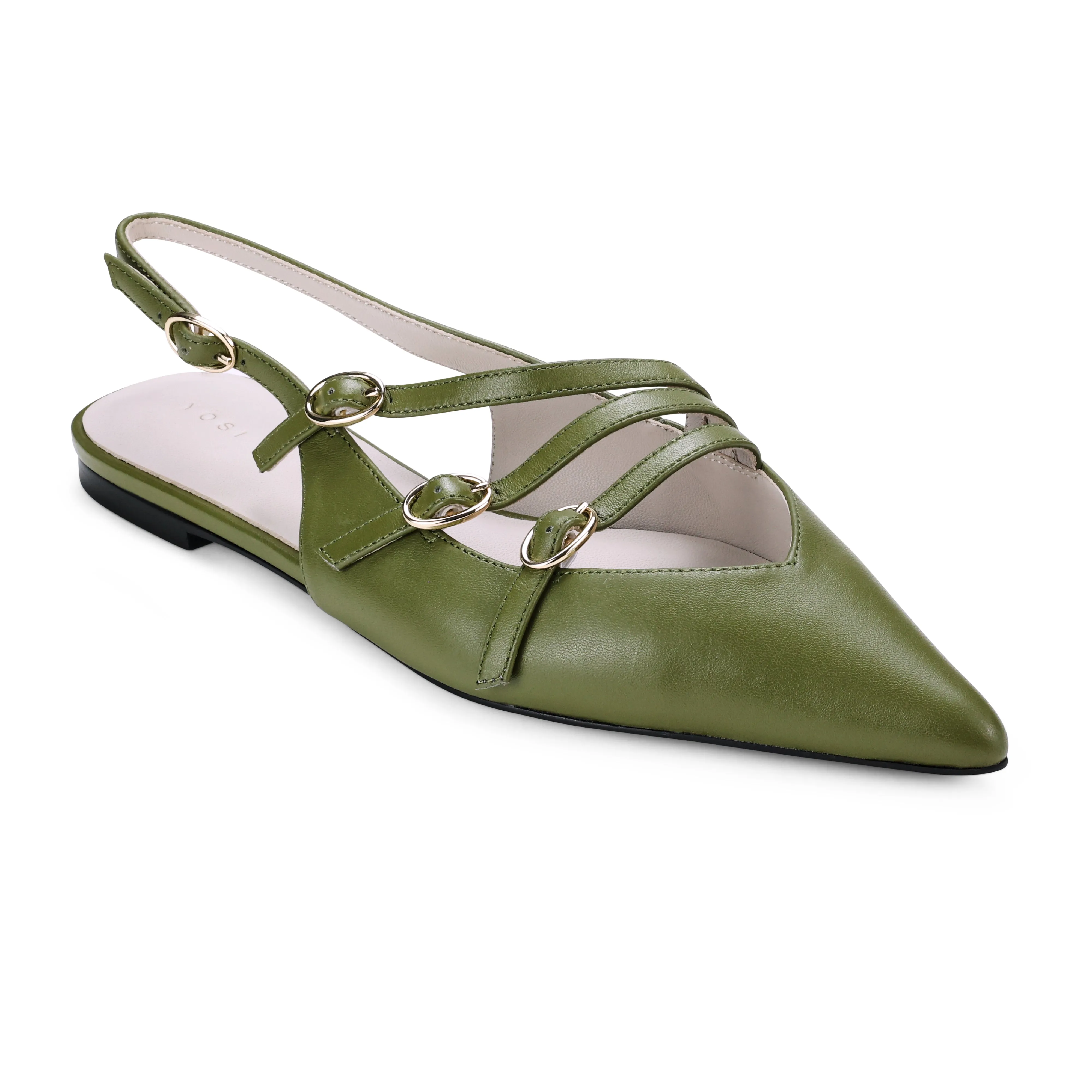 Ava Slingback Flat in Olive Leather sold by Yosi Samra product image thumbnail 4