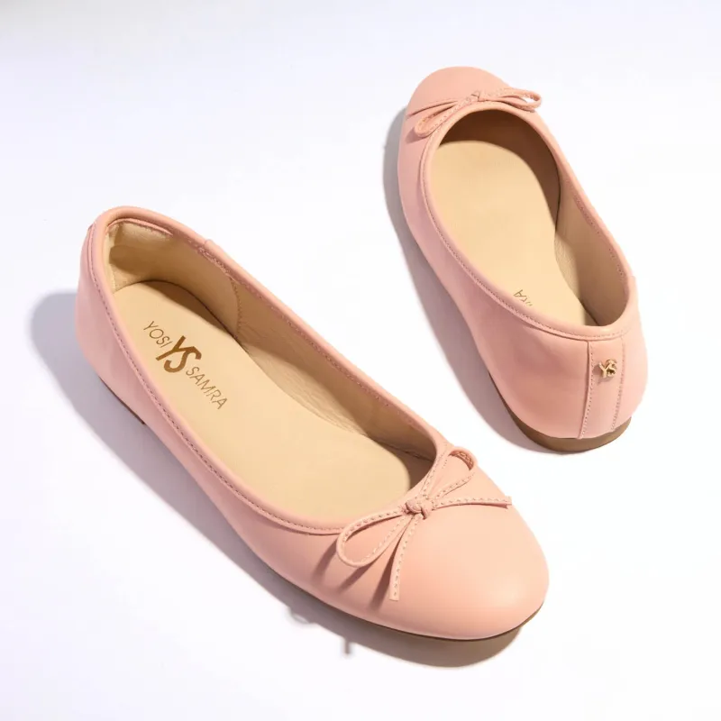 Sadie Ballet Flat in Blush Leather made by Yosi Samra