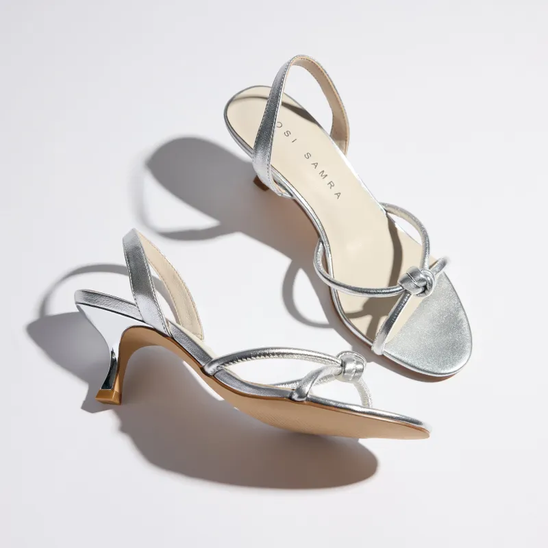Kaia Dress Sandal in Silver Leather sold by Yosi Samra