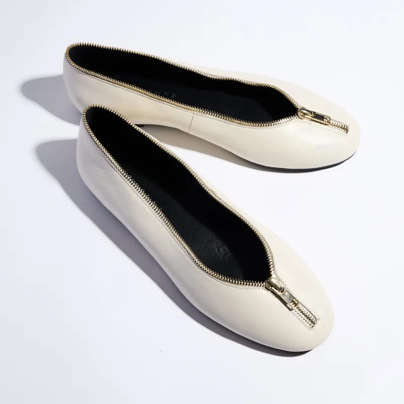 Ziva Flat in Bone Leather sold by Yosi Samra