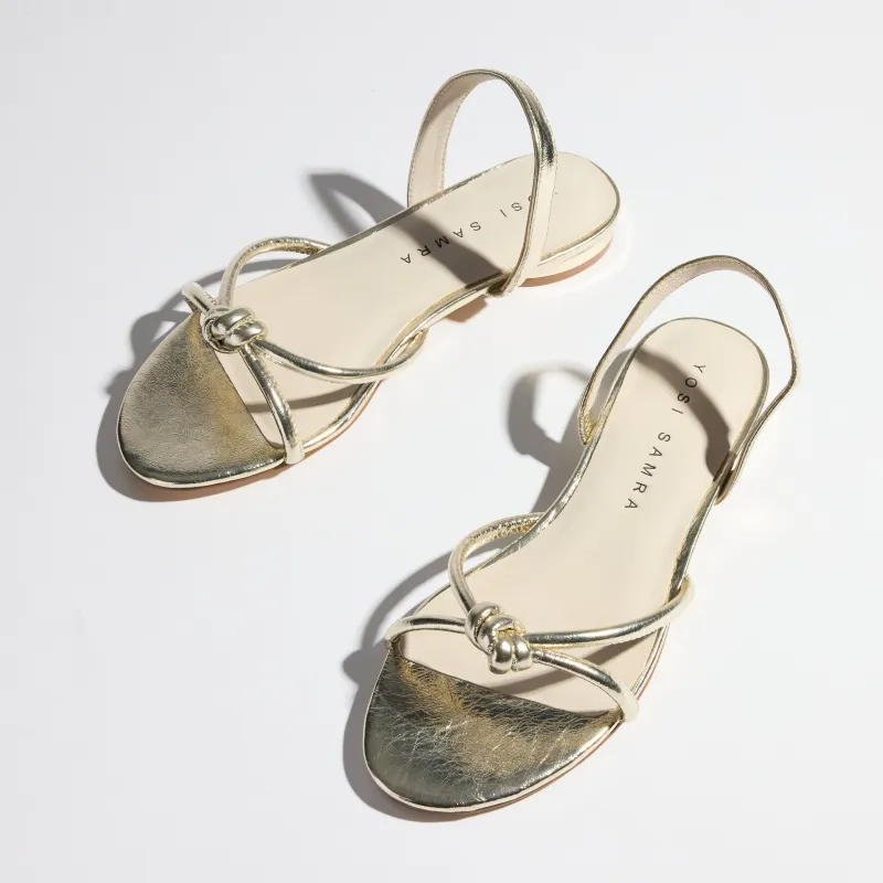 Alison Slingback Sandal in Gold Leather made by Yosi Samra