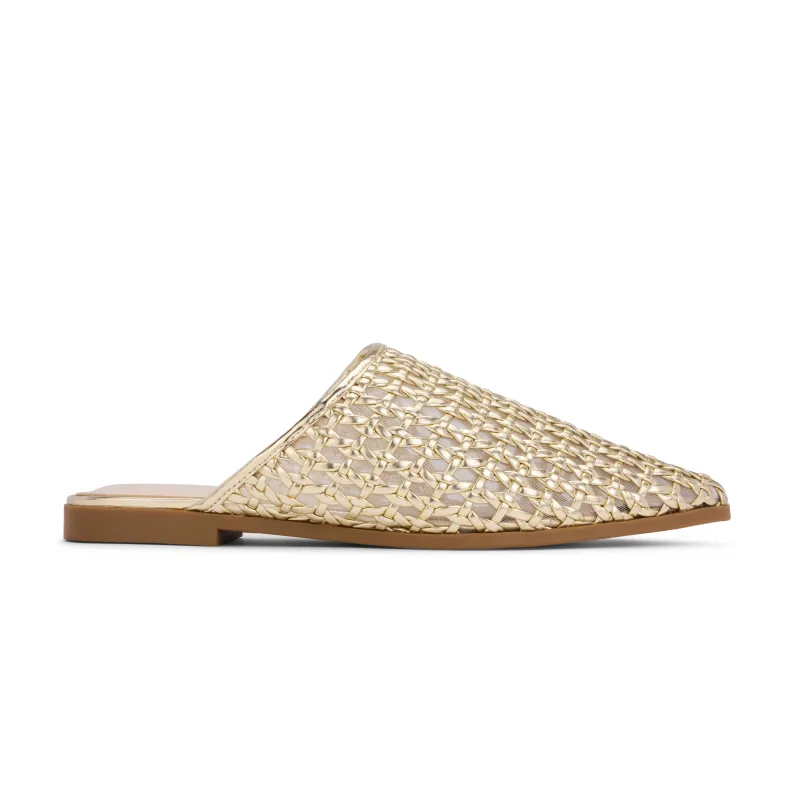 Zoe Woven Mule in Gold Leather sold by Yosi Samra
