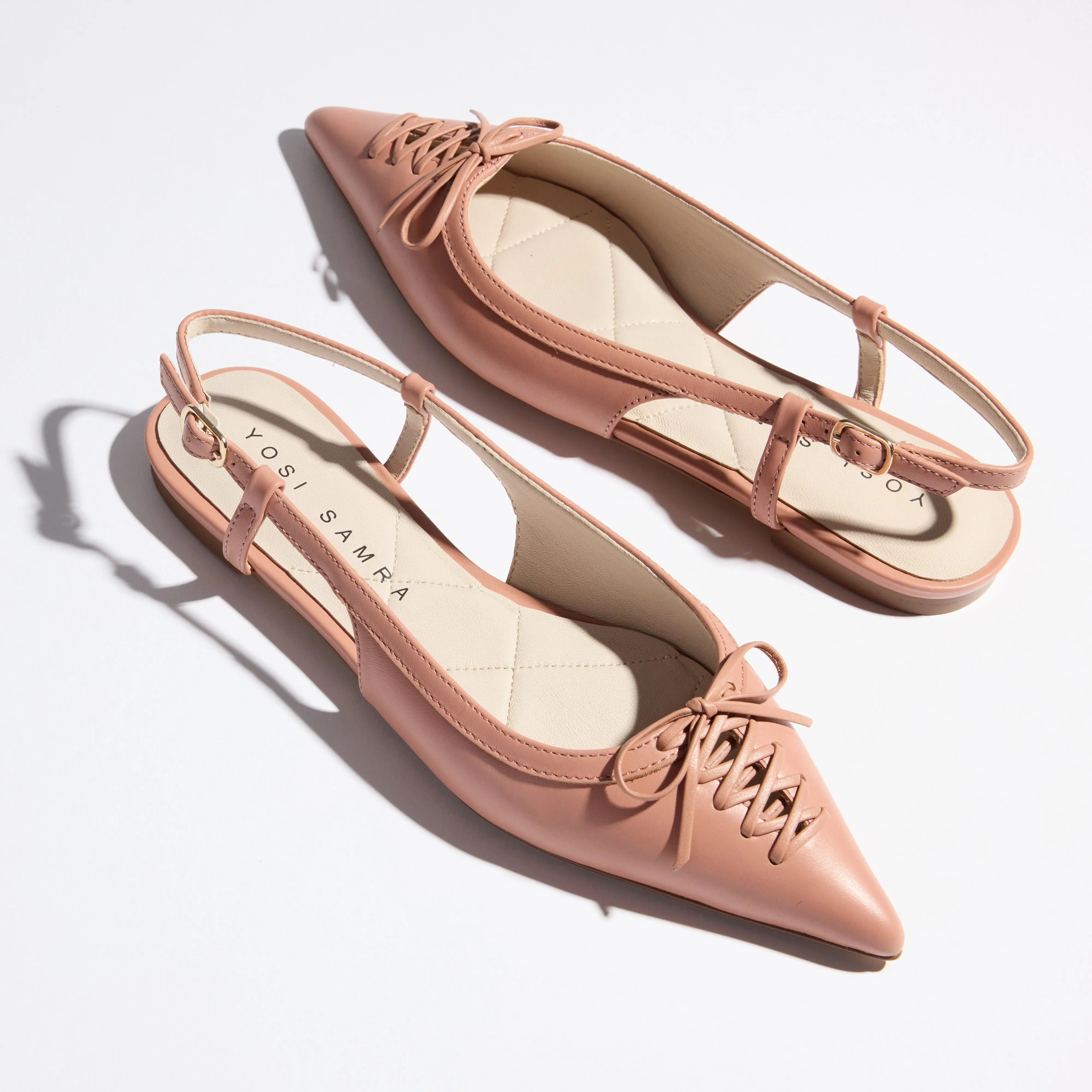 Vanessa Slingback Flat in Dusty Rose Leather sold by Yosi Samra