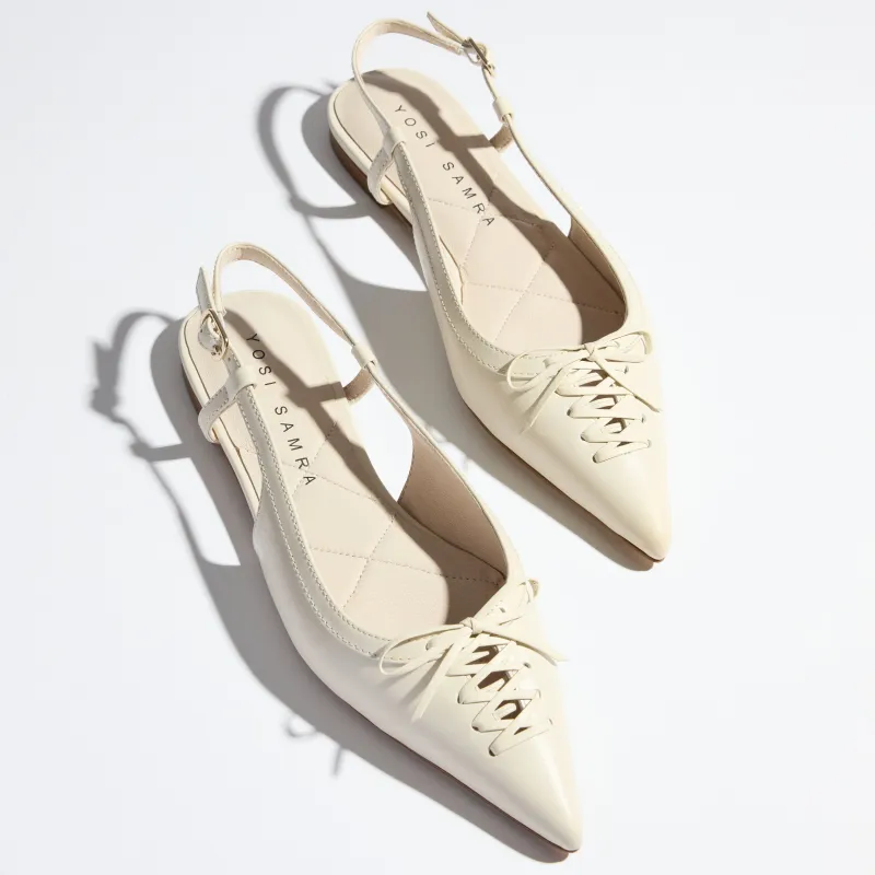 Vanessa Slingback Flat in Bone Leather sold by Yosi Samra