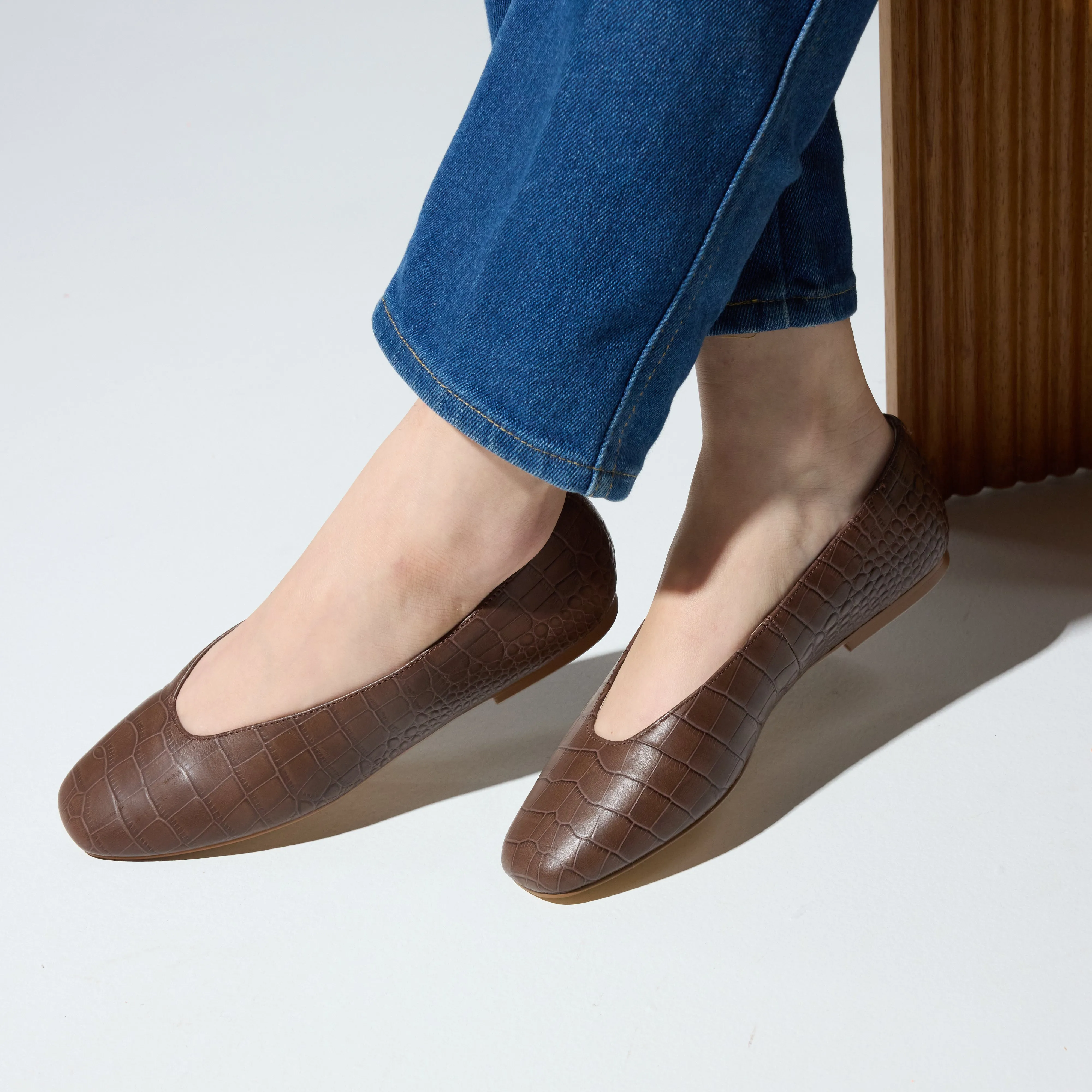 Emerson Ballet Flat in Chocolate Leather Croc sold by Yosi Samra product image thumbnail 2