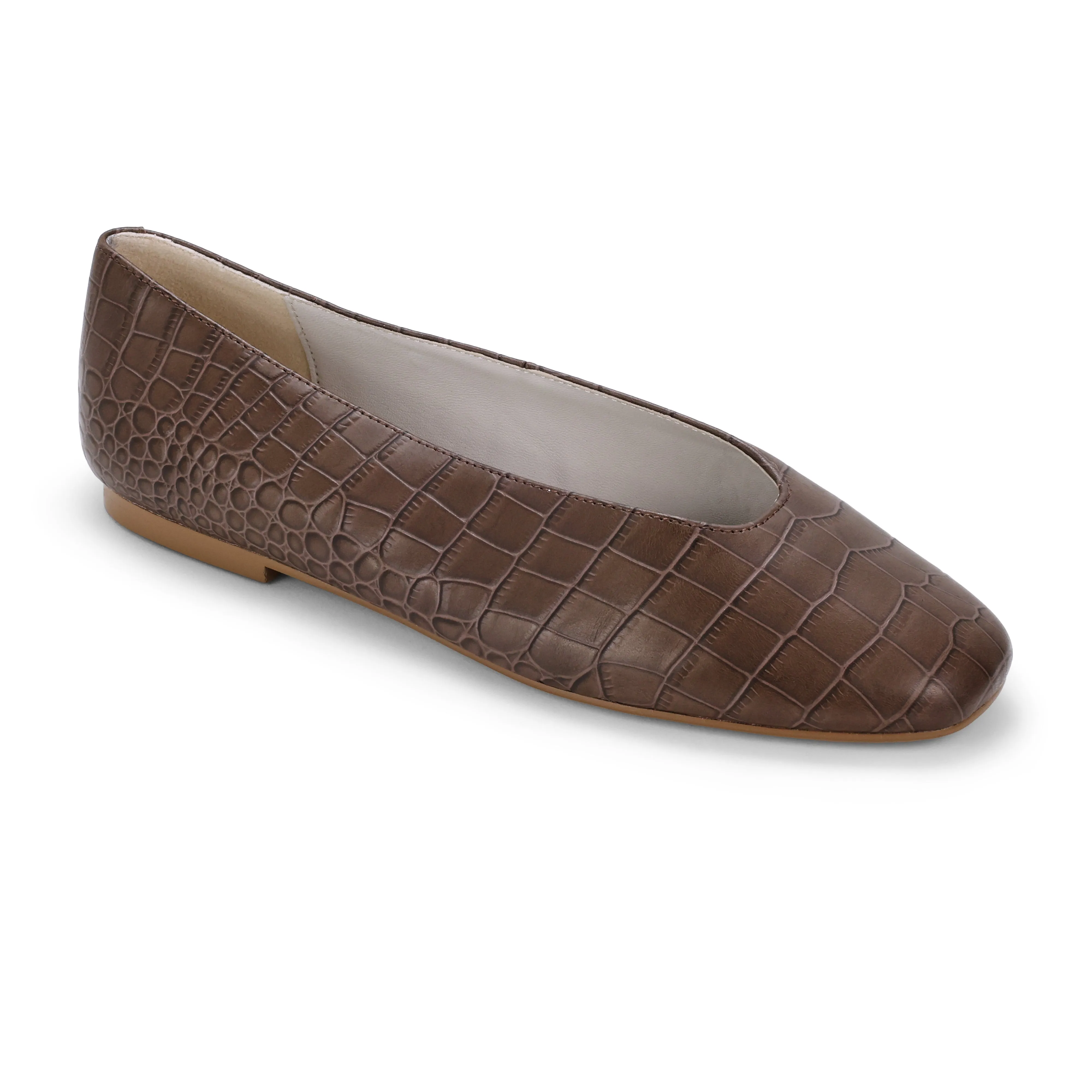 Emerson Ballet Flat in Chocolate Leather Croc sold by Yosi Samra product image thumbnail 3