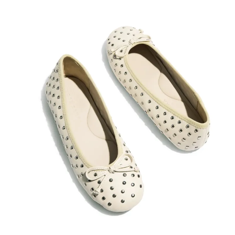 Stella Studs Foldable Flat in Bone Leather sold by Yosi Samra