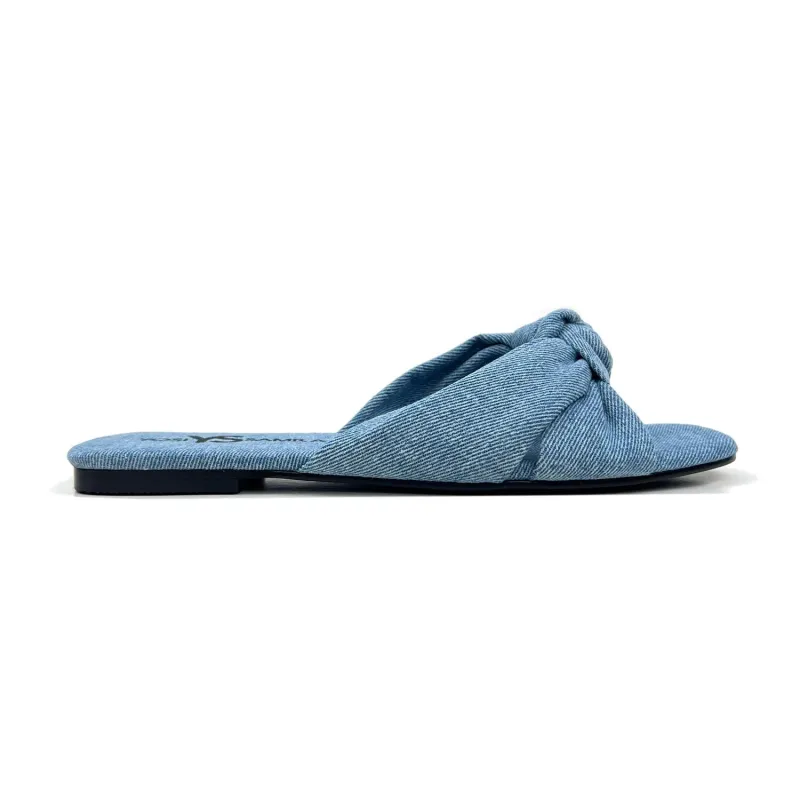 Naya Knotted Sandal in Denim sold by Yosi Samra