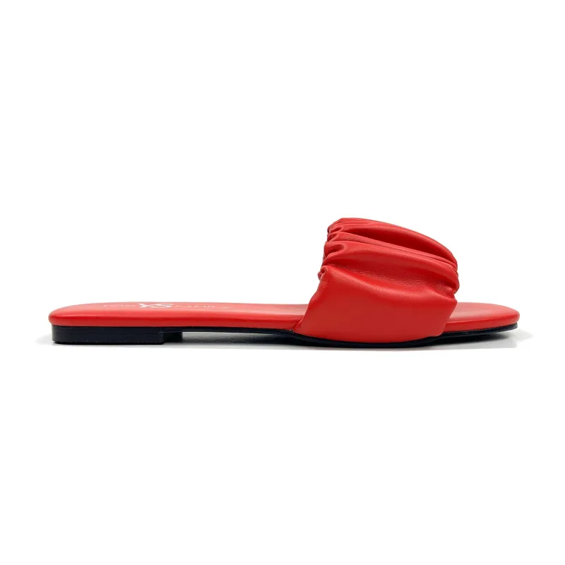 Naomi Ruched Sandal in Flame made by Yosi Samra