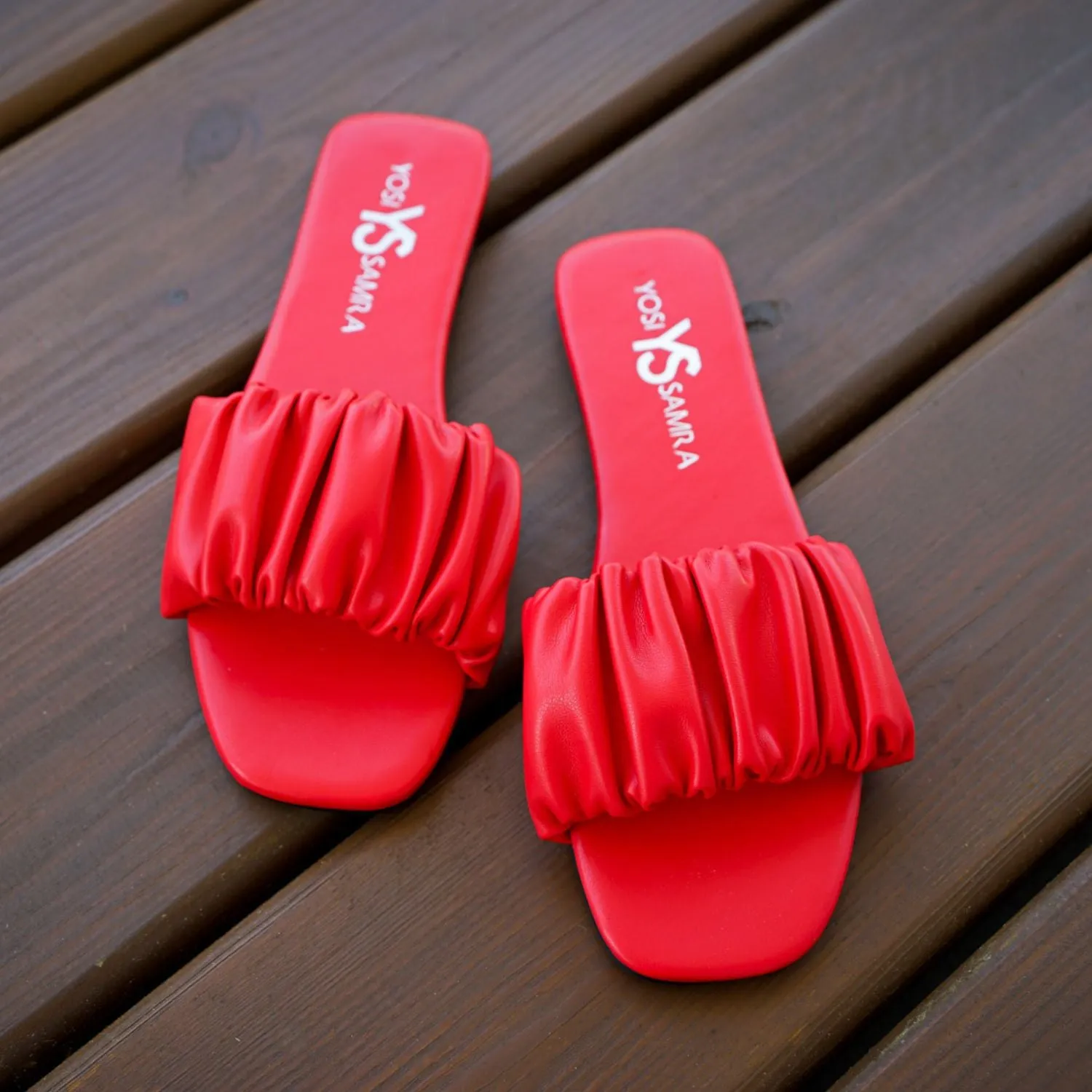 Naomi Ruched Sandal in Flame sold by Yosi Samra product image thumbnail 2