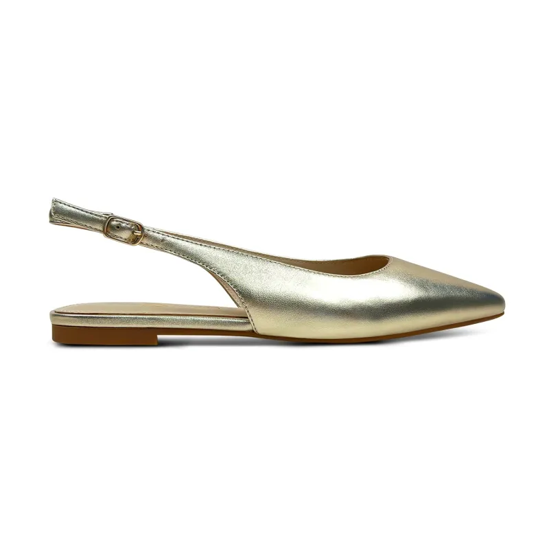 Vera Slingback Flat in Gold Leather sold by Yosi Samra