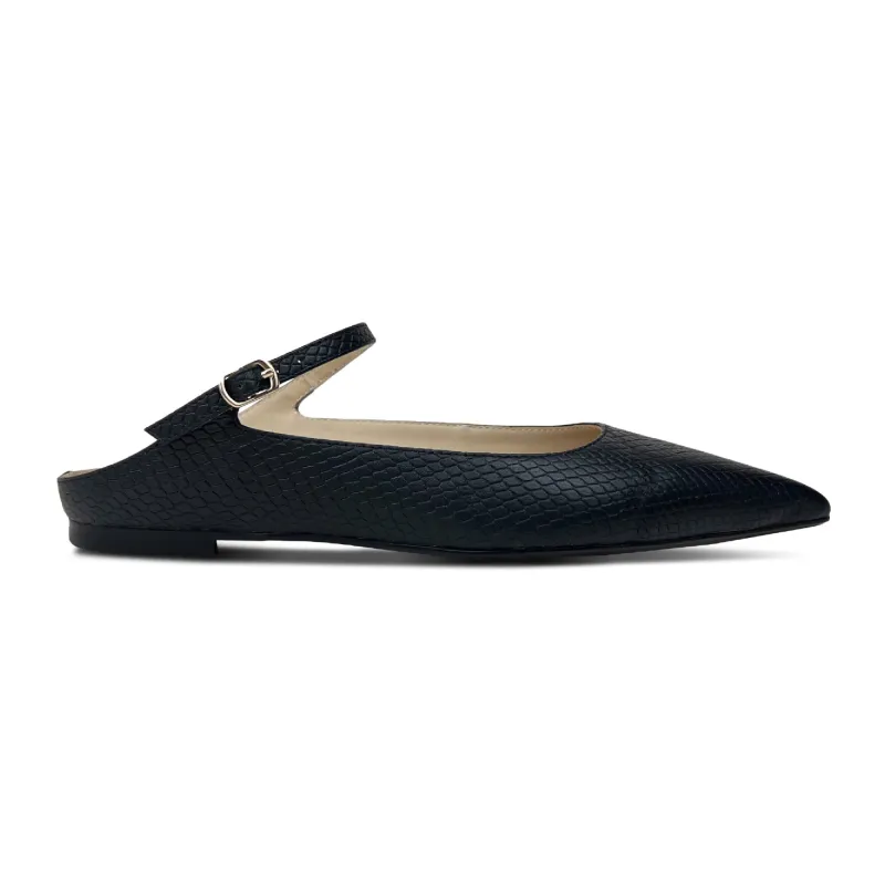 Vida Mule in Black Snake Leather made by Yosi Samra