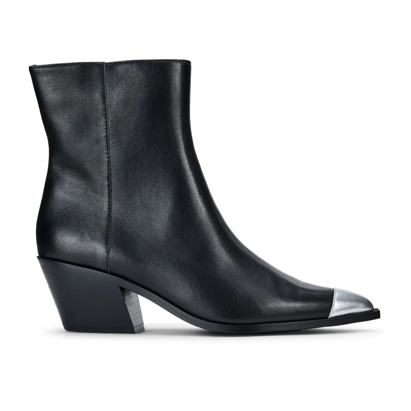 Ashton Ankle Boot in Black With Metallic Tip Leather made by Yosi Samra