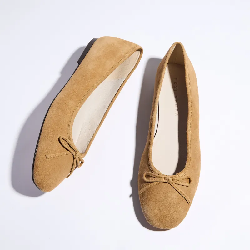 Sage Ballet Flat in Camel Suede sold by Yosi Samra