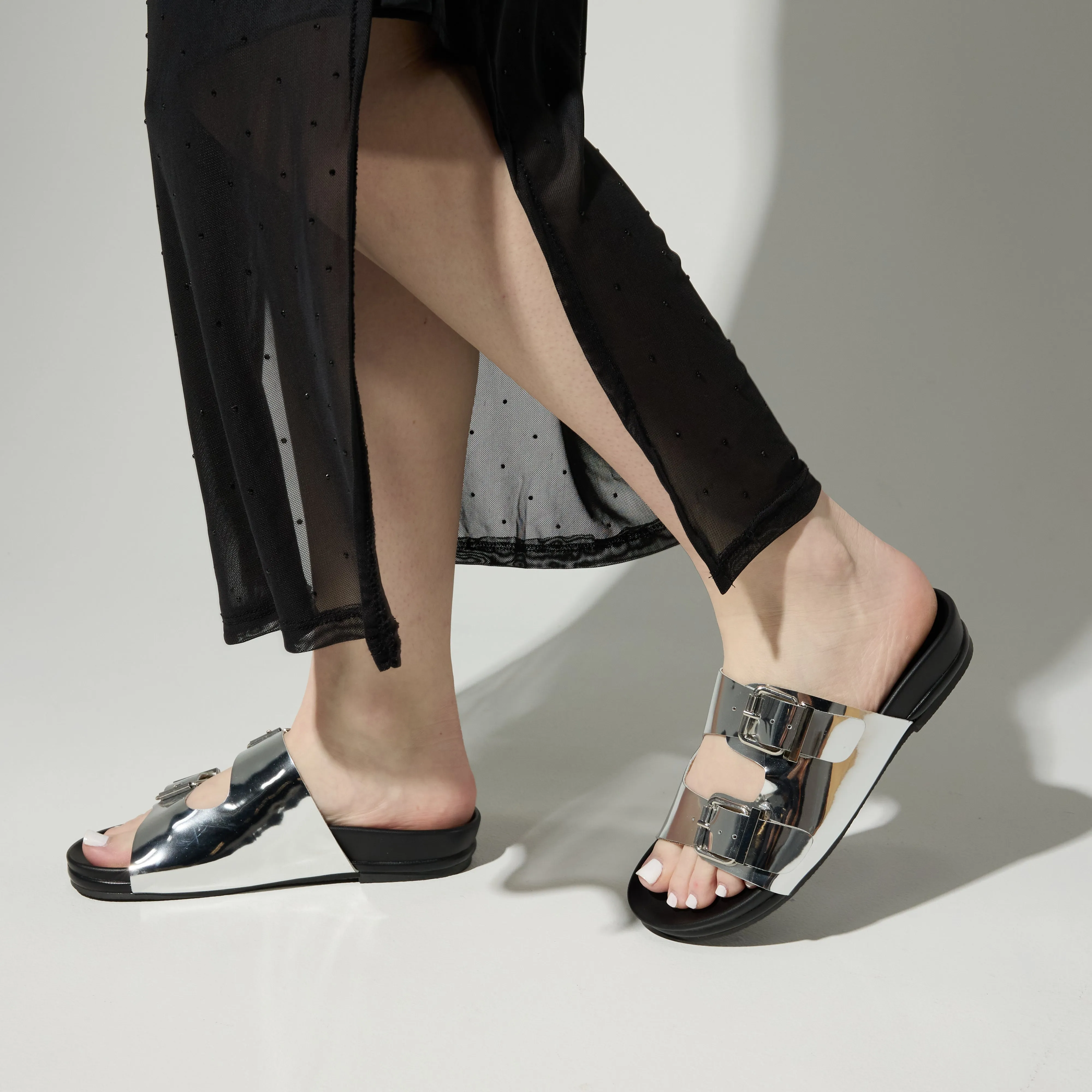 Maya Footbed Sandal in Silver Leather sold by Yosi Samra product image thumbnail 5