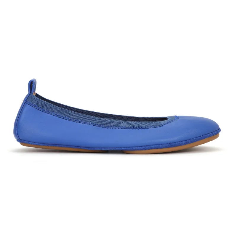 Samara Foldable Ballet Flat in Lapis Blue Leather sold by Yosi Samra