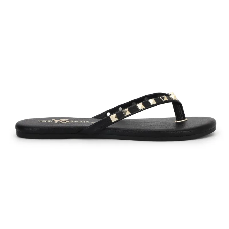 Rivington Stud Flip Flop in Black/Gold sold by Yosi Samra