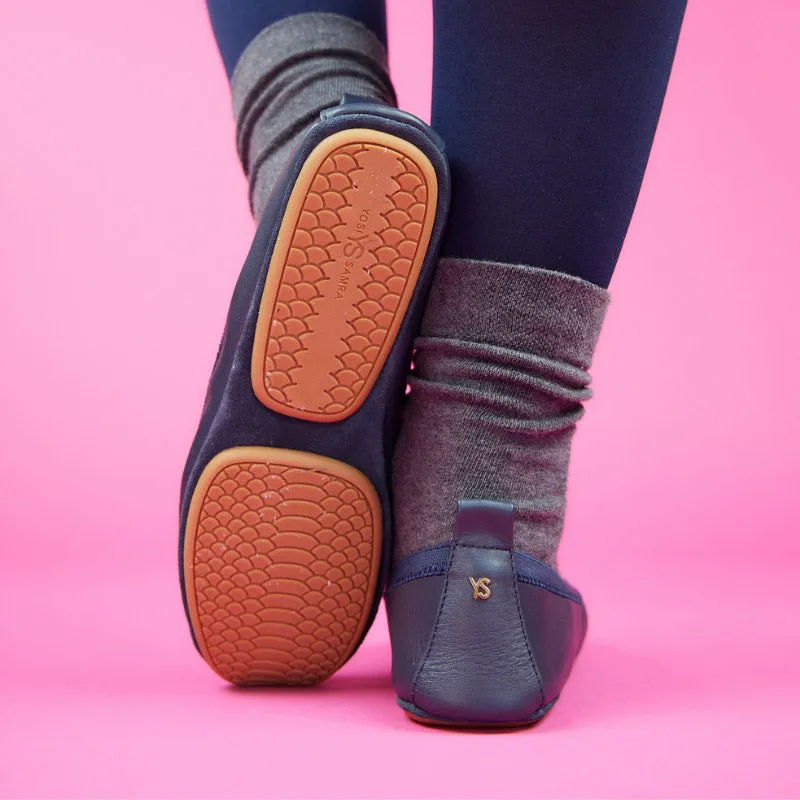 Samara Foldable Ballet Flat in Deep Navy Leather sold by Yosi Samra product image thumbnail 4