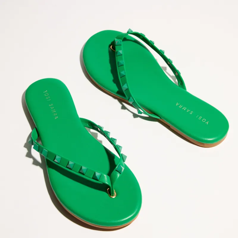 Rivington Stud Flip Flop in Green made by Yosi Samra