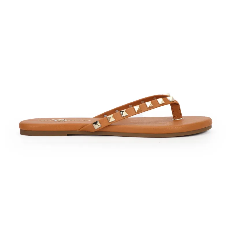 Rivington Stud Flip Flop in Cognac sold by Yosi Samra