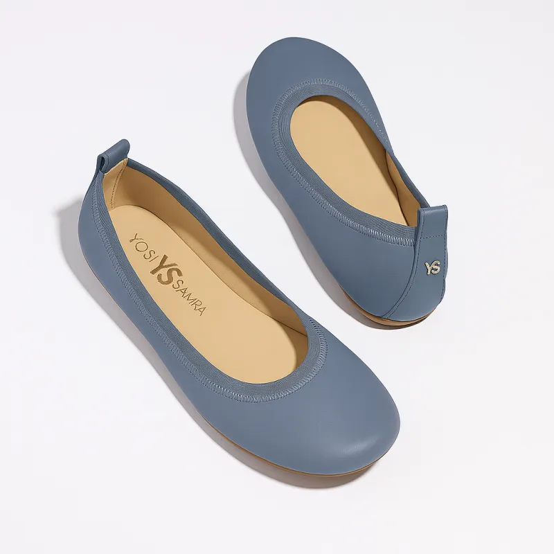 Samara Foldable Ballet Flat in Dark Grey Leather sold by Yosi Samra