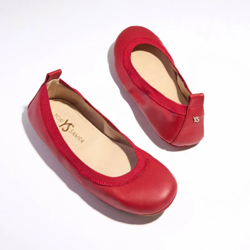 Samara Foldable Ballet Flat in Ruby Red Leather sold by Yosi Samra
