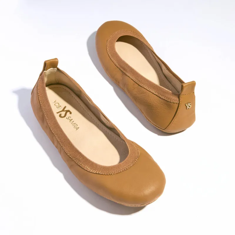Samara Foldable Ballet Flat in Whiskey Leather sold by Yosi Samra