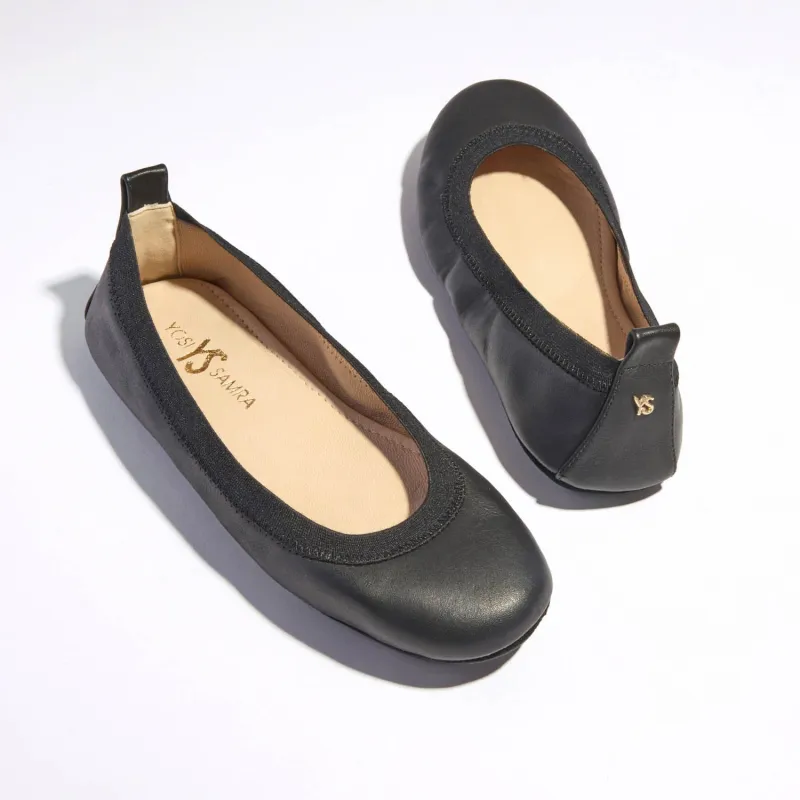 Samara Foldable Ballet Flat in Black Leather sold by Yosi Samra