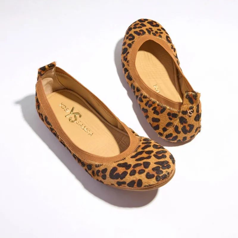 Samara Foldable Ballet Flat in Leopard Calf Hair sold by Yosi Samra