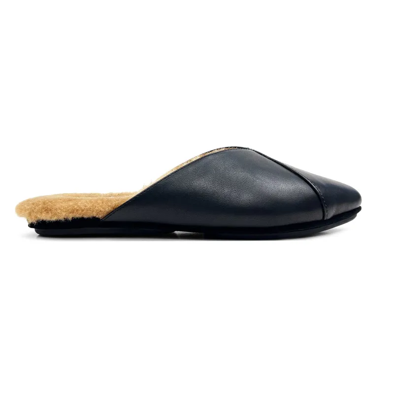 Valentina Slipper Mule in Black Leather sold by Yosi Samra