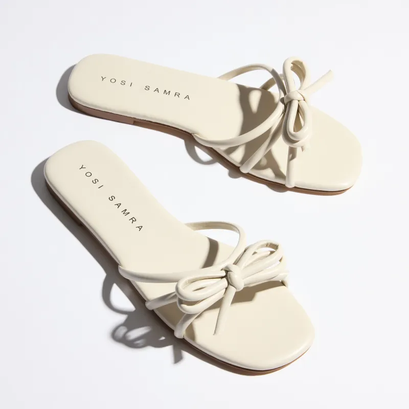 Nicole Bow Slide Sandal in Bone made by Yosi Samra