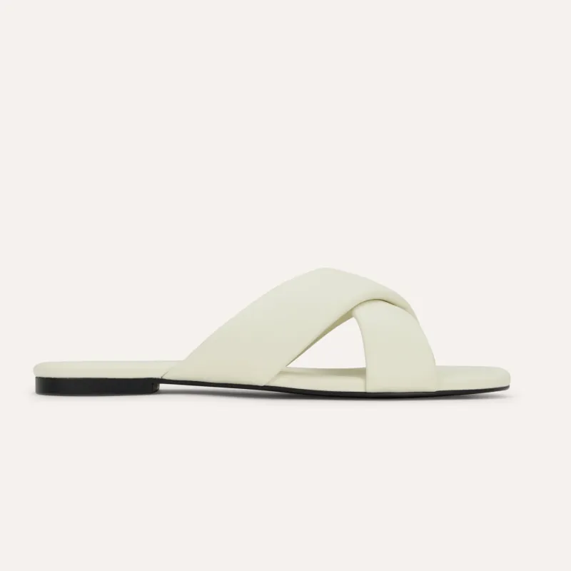 Delancey Slide Sandal in Cream Leather made by Yosi Samra