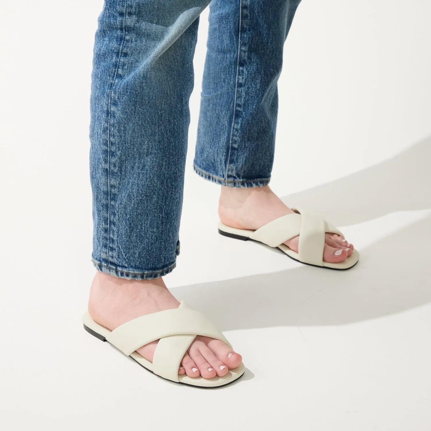 Delancey Slide Sandal in Cream Leather sold by Yosi Samra product image thumbnail 5