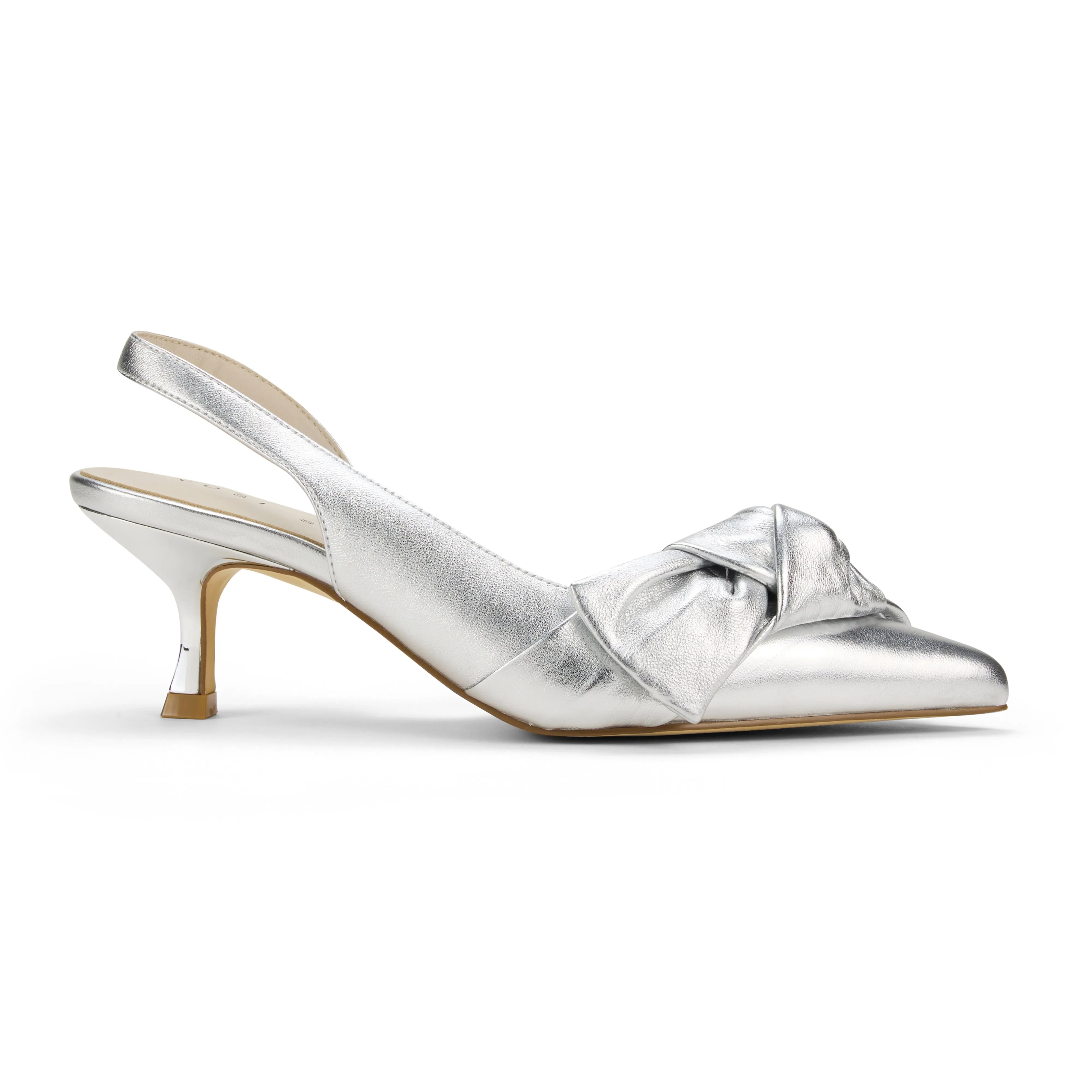 Kaleigh Bow Heel in Silver Leather sold by Yosi Samra product image thumbnail 2