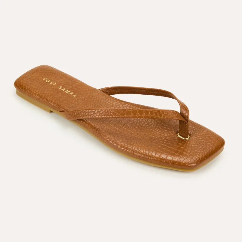 Mercer Flip Flop in Whiskey Croc made by Yosi Samra