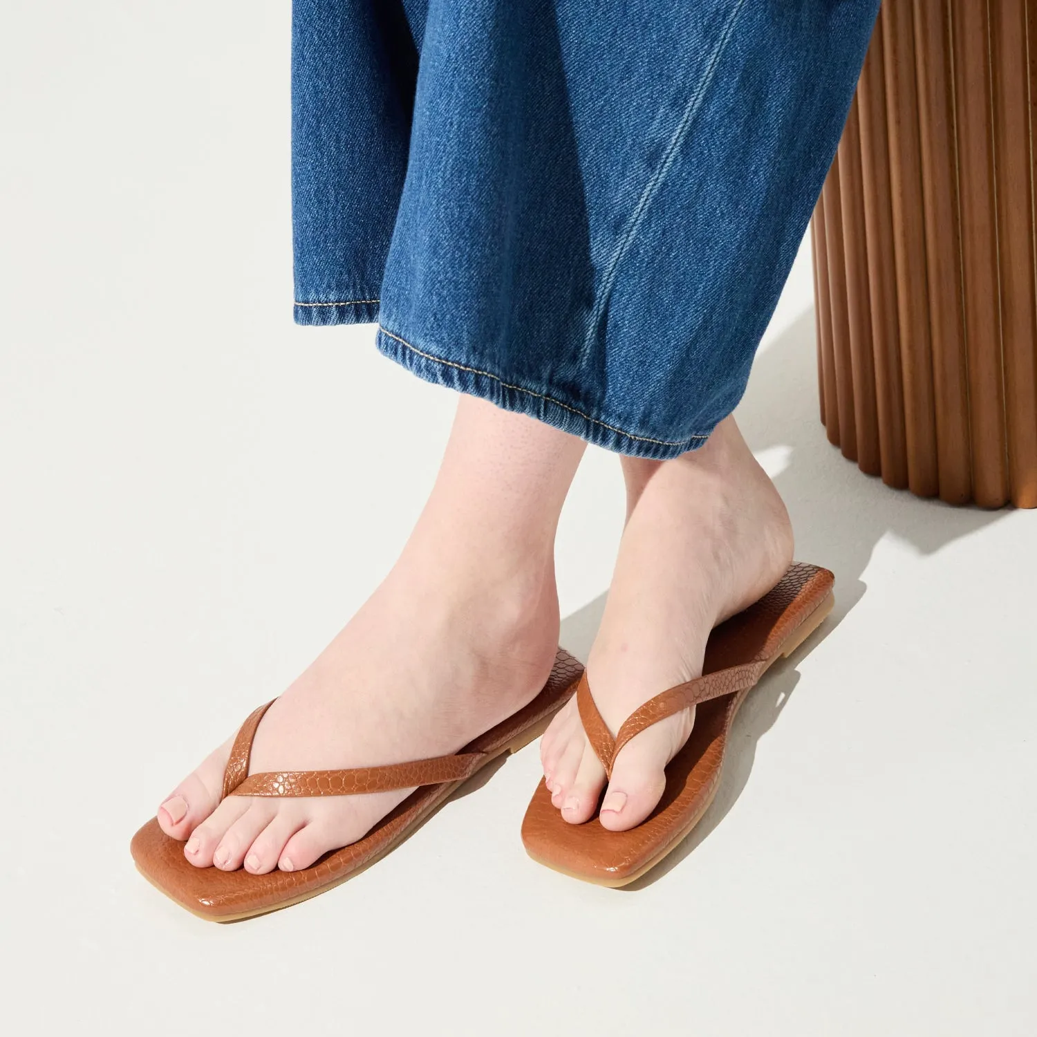 Mercer Flip Flop in Whiskey Croc sold by Yosi Samra product image thumbnail 5