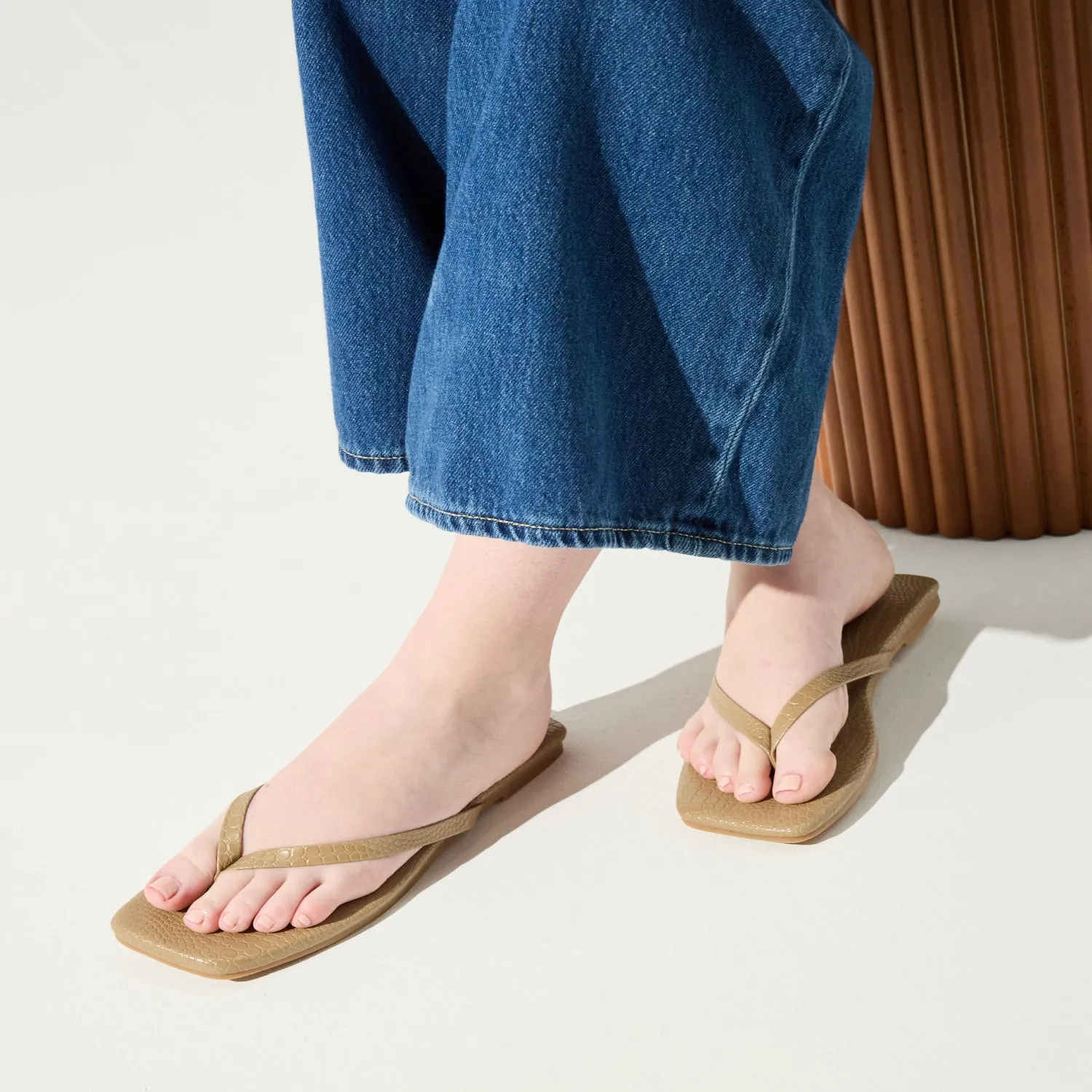 Mercer Flip Flop in Taupe Croc sold by Yosi Samra product image thumbnail 5