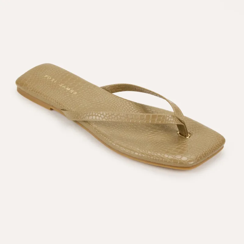 Mercer Flip Flop in Taupe Croc made by Yosi Samra