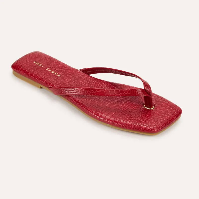 Mercer Flip Flop in Red Croc made by Yosi Samra