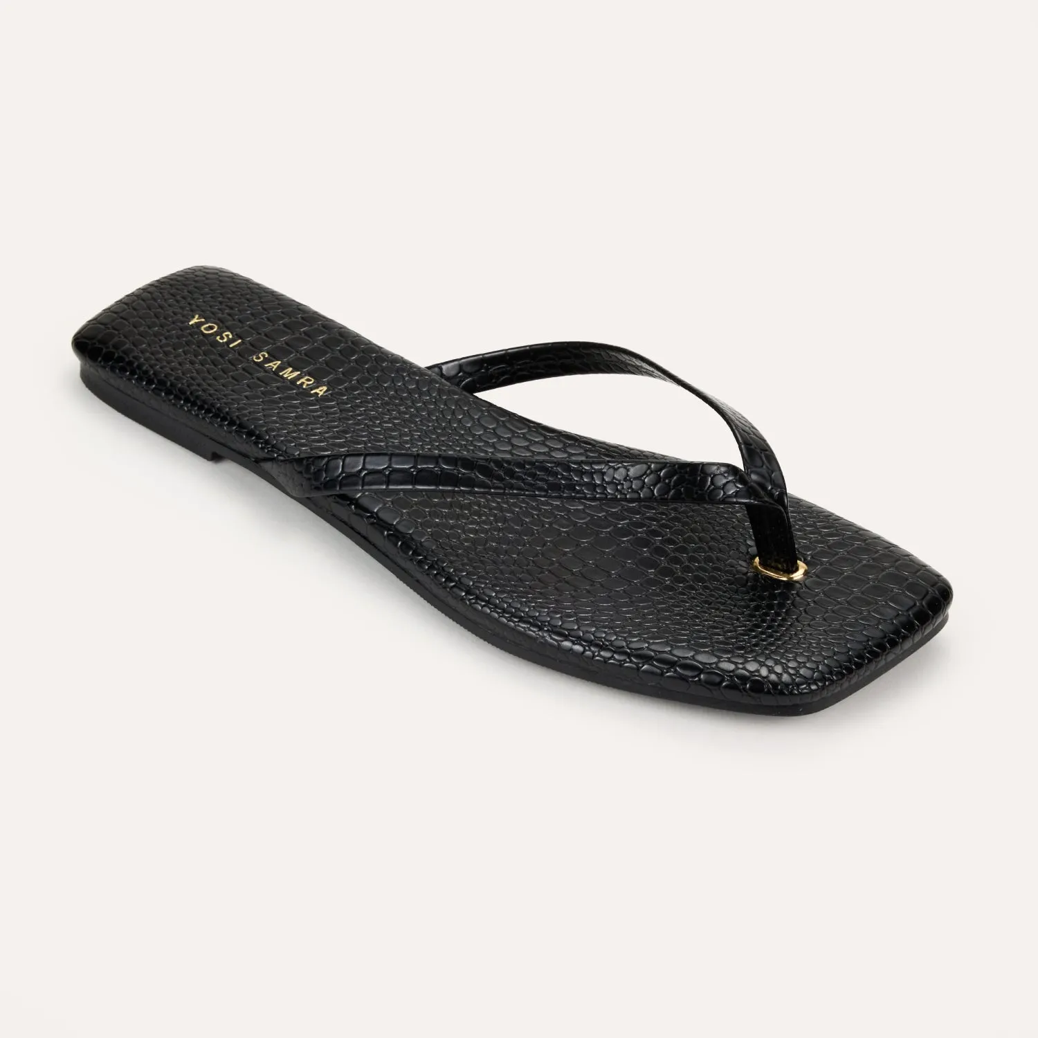 Mercer Flip Flop in Black Croc sold by Yosi Samra