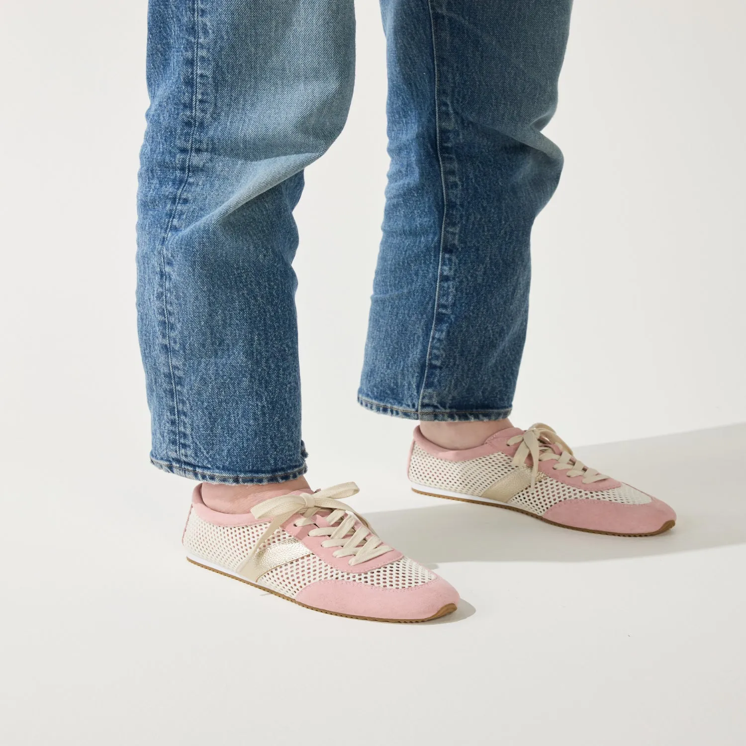 Kiah in Blush Suede Mesh Casual Sneaker for Women sold by Yosi Samra product image thumbnail 5