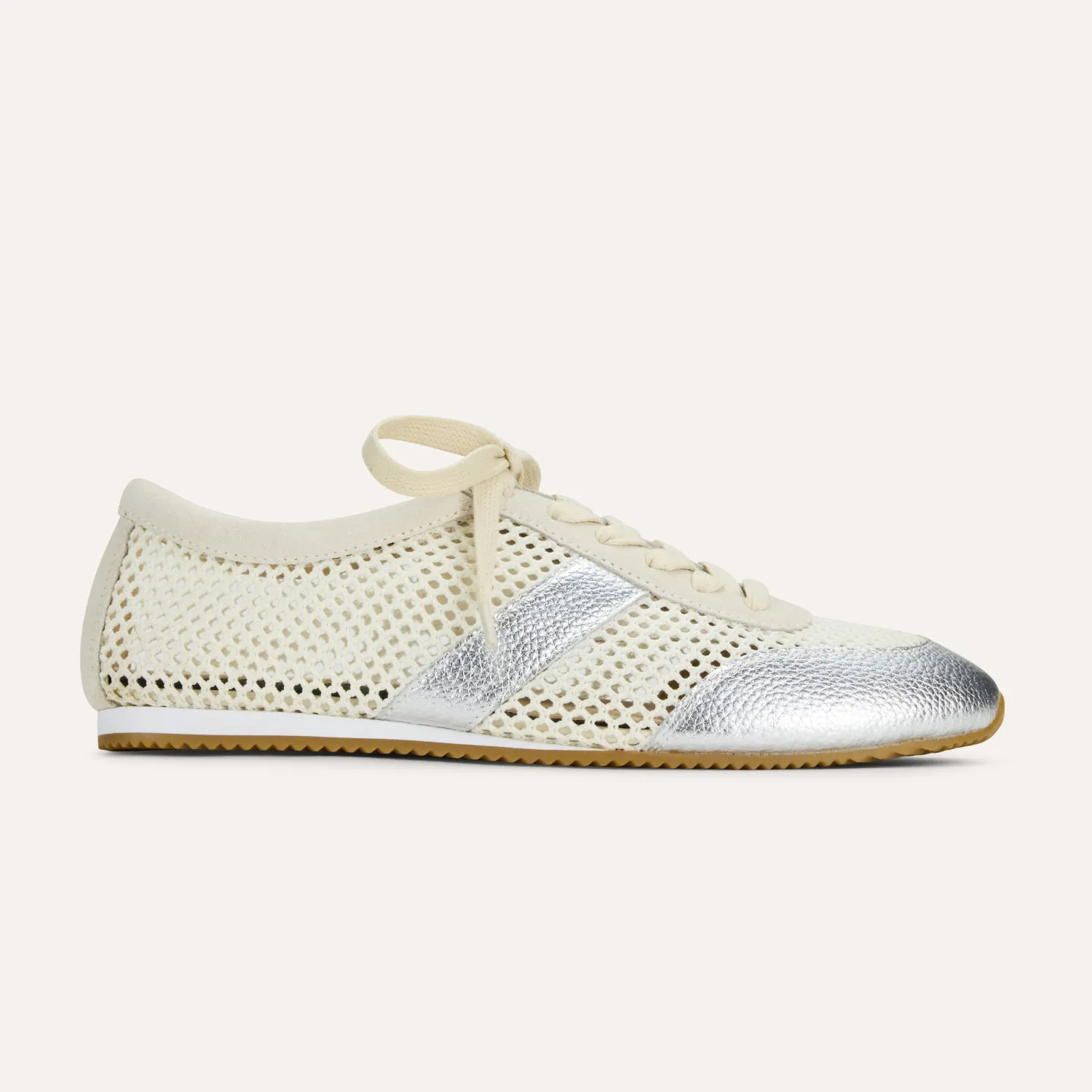 Kiah in Cream Mesh/Silver Metallic Mesh Casual Sneaker for Women sold by Yosi Samra product image thumbnail 2