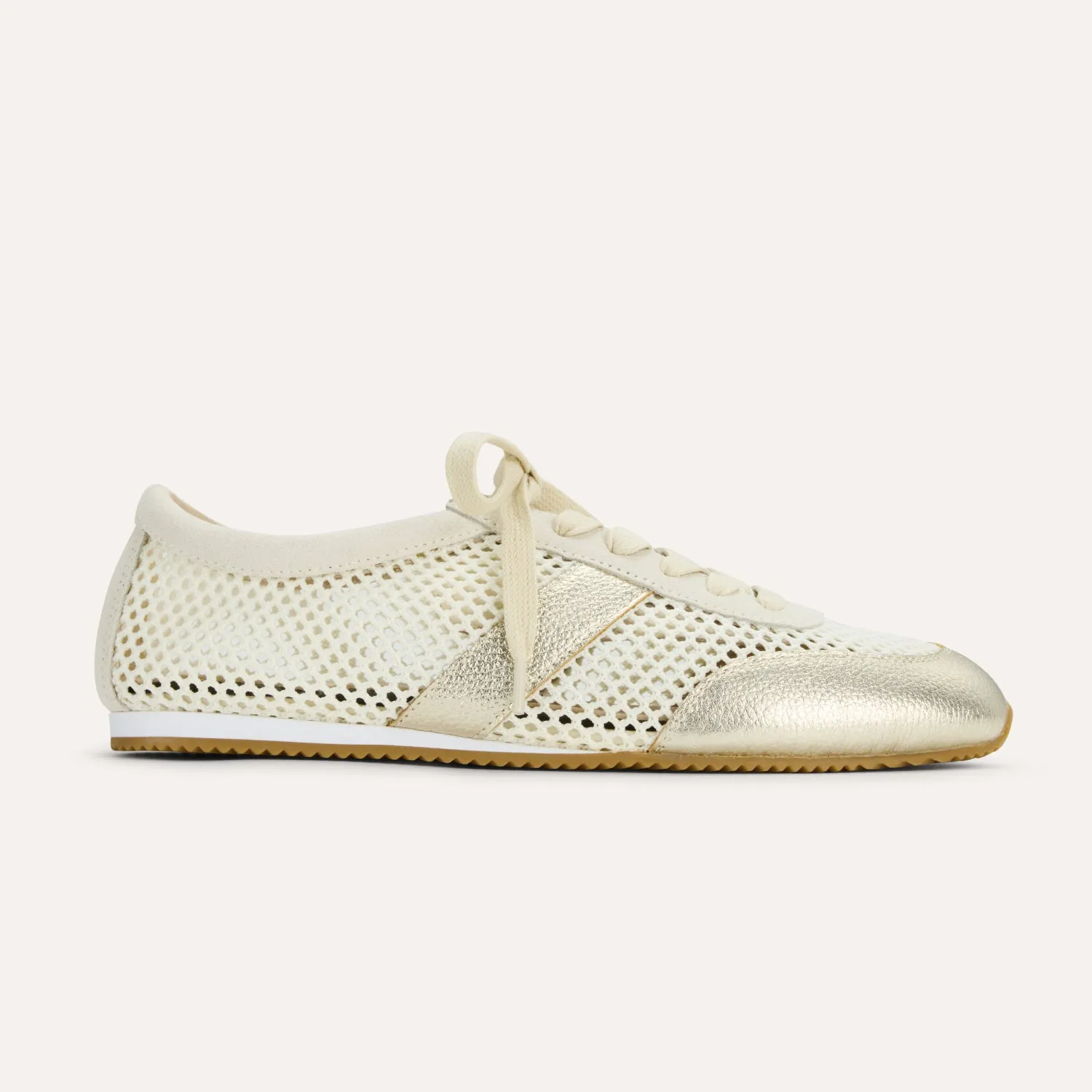 Kiah in Cream Mesh/Gold Metallic Mesh Casual Sneaker for Women sold by Yosi Samra product image thumbnail 2