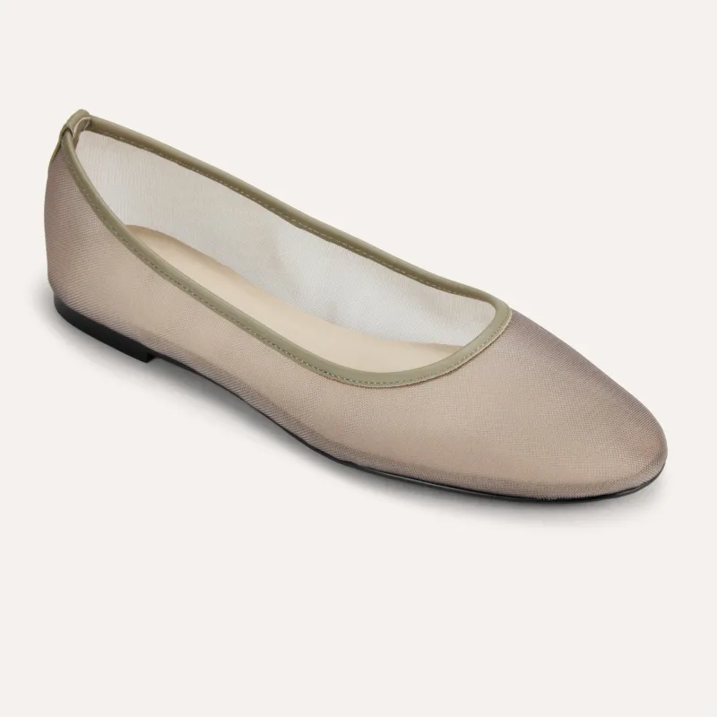 Sadie in Taupe Mesh Ballet Flat for Women made by Yosi Samra