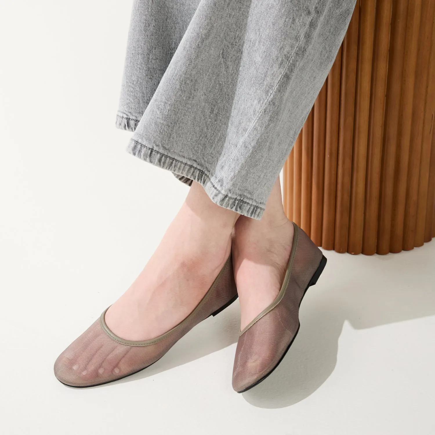 Sadie in Taupe Mesh Ballet Flat for Women sold by Yosi Samra product image thumbnail 5